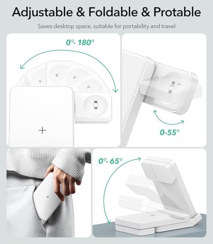 Revolutionary 3-in-1 Foldable Wireless Charging Station for Samsung Devices – Fast Charge Your Galaxy S25 Ultra, S24, S23, S22, Z Fold 7/6, Z Flip, Note & More – Rotatable Charger for Galaxy Watch & Buds – Stylish White Design for Home or Office Use – Maximize Efficiency with Enhanced Compatibility and Portability