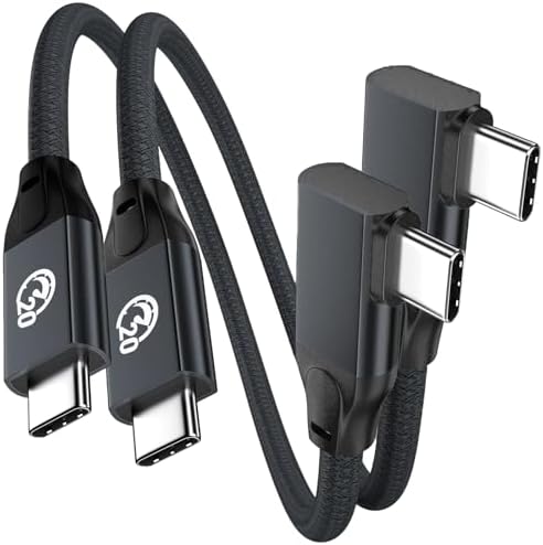 High-Speed Use Bean 6.6 ft USB C to USB C Cable (2-Pack) – 100 W Power Delivery for Fast Charging, 20 Gbps Data Transfer, Right Angle Design for Space-Saving Use, 4 K 60 Hz Video Output – Perfect for Mac Book Pro, i Pad Pro, Galaxy S24/S23 and More