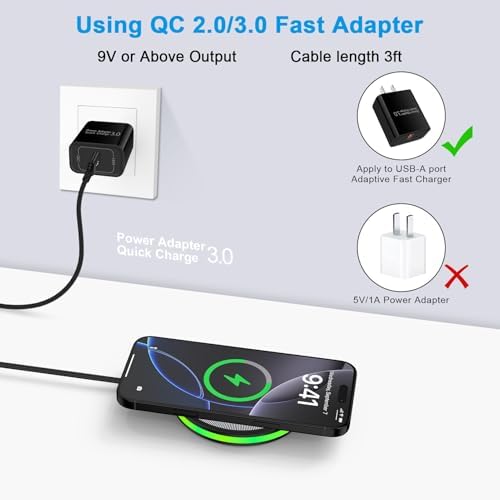 15 W Fast Wireless Charger Pad for Google Pixel 9, 9 Pro, Samsung Galaxy S25/S24/S23 & i Phone 16 — High-Speed Charging with QC3.0 Adapter, Case-Friendly Design, Smart Safety Features, and LED Indicator for Optimal Performance and Protection