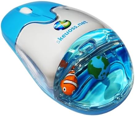 Frutiger Aero Aqua Mouse – Stunning Clear Blue USB-C Rechargeable Wireless & Bluetooth Optical Mouse with Enchanting Liquid Water Feature and Floating Globe & Clownfish – Ultimate Ergonomic Comfort & High-Speed Performance for Modern Workspaces