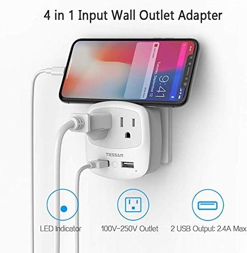 Ultimate TESSAN Type G UK Travel Plug Adapter with Dual USB Fast Charger Ports – Compact US to UK Power Converter for Effortless Global Connectivity in Scotland, London, Ireland, Kenya, Dubai & Qatar