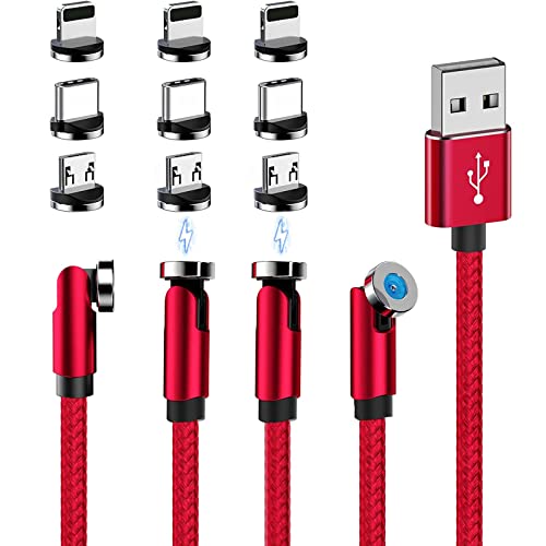 Effortless Charging Revolution: 540° Rotating Magnetic 3-in-1 USB-C Charger Cable Set (4-Pack: 3 ft, 3 ft, 6 ft, 6 ft) – 2.4 A High-Speed Universal Charging Solution for i Phone, Samsung, Moto, Android Devices & Tablets – Durable, Versatile, & User-Friendly Design for Optimal Performance Across All Micro USB/Type C Gadgets