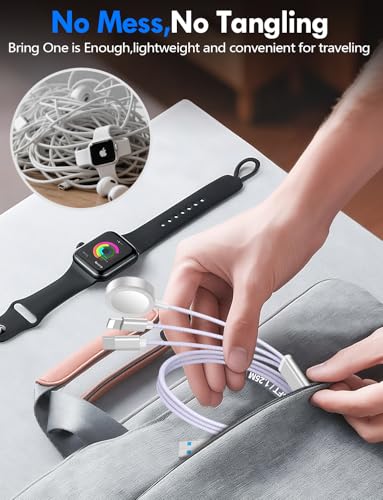 Ultimate 2-Pack Fast Charging Cable Set: Versatile USB A/Type C/Lightning Cables for Quick Charging of Apple Watch & i Phone, 4 FT Length for Seamless Travel Compatibility with i Phone 11-16, i Pad, Apple Watch Ultra & SE, Durable Multi-Device Solution for Enhanced Power Efficiency and Convenience