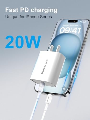 Power Lot USB C Wall Charger 3-Pack – 20 W Fast Charging Adapter for i Phone 15 Series, i Pad Pro, Air Pods & Apple Watch – Compact & Reliable Power Delivery Solution in Sleek Black – Ideal for Home & Travel Use