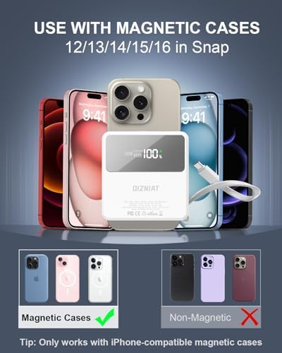 Magnetic 4-in-1 Universal Power Bank – 10,000 m Ah Qi2 Certified Travel Charger with Integrated Cables and 30 W Fast Charging – Versatile Compatibility for i Phone, Samsung, i Pad & More – Sleek LED Display, Built-in USB-C and Lightning Cable, Global Plug Adaptors – Effortless Wireless Charging Anywhere with Enhanced Portability and Efficiency