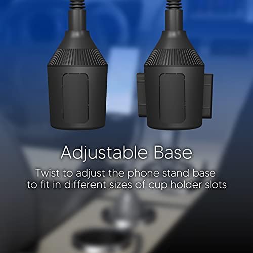 Talk Works Adjustable Car Cupholder Cell Phone Holder for i Phone 15 Series & More – 8-Inch Gooseneck Mount for Hands-Free Navigation, Secure Fit, and 360-Degree Rotation – Essential Auto Accessory in Sleek Black Finish