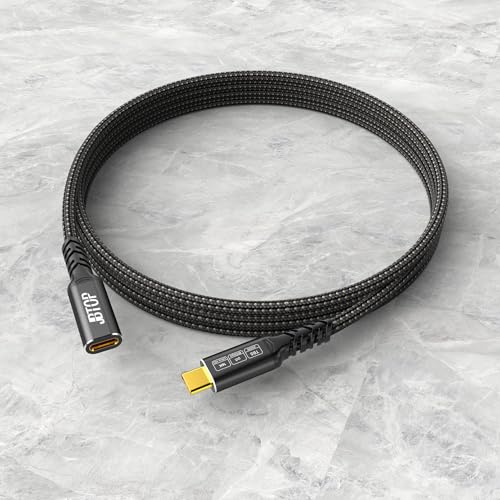 Innovative L-Shaped USB C Extension Cable (2 Pack, 6.6 Ft) – 240 W Power Delivery, 40 Gbps High-Speed Data Transfer, Durable Nylon Braided Design for i Phone 16, i Pad, Mac Book & Mag Safe – Optimal Flexibility for Tightly Spaced Connections