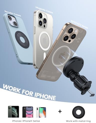 Lamicall Mag Safe Wireless Car Mount Charger – 15 W Fast Charging Phone Holder for i Phone 16, 15, 14, 13 Pro Max – Secure Magnetic Vent Mount for Hands-Free Navigation – Sleek, Durable Design for Effortless Installation and Enhanced Driving Safety