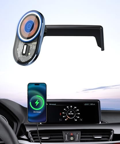 Wireless Charging car Phone Holder for BMW X1 2016-2022/BMW X2 2018-2023 Accessories 8.8-inch Screen Fixed Clip,360° Rotation car Phone Mount Compatible with MagSafe – Enhanced Compatibility and Speed