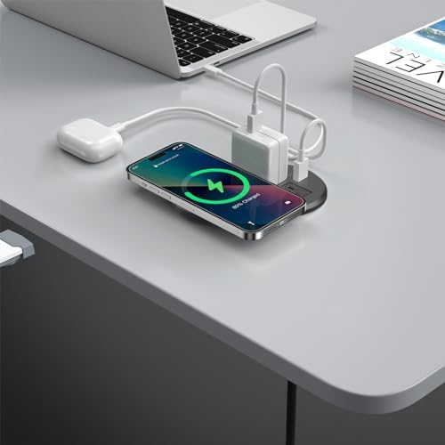 Revolutionize Your Workspace with the 3-Inch Recessed Power Grommet – Featuring 15 W Wireless Charging and 20 W USB-C Fast Charging Outlets, Plus Dual AC Power Ports and 6 ft Extension Cord for Ultimate Flexibility and Organization