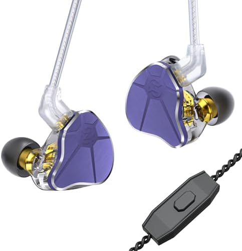 Elevate Your Audio Experience with Keephifi CCZ BC04 Wired Earbuds – Lightweight Hi-Fi IEMS Featuring Advanced Dynamic Hybrid Dual Drivers for Crystal Clear Sound Quality, Perfect for Gaming, Music Lovers, and Hands-Free Communication – Stylish Purple Design with Integrated Microphone for Enhanced Compatibility and Comfort