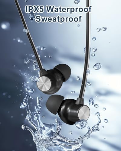 Elevate Your Audio Experience with Hmusic Neckband Bluetooth Earbuds – 30 Hours of Playtime, IPX5 Waterproof Design for Sports and Gaming – Exceptional Sound Quality & Enhanced Device Compatibility for Active Users – Wireless Comfort and Durability for Every Adventure