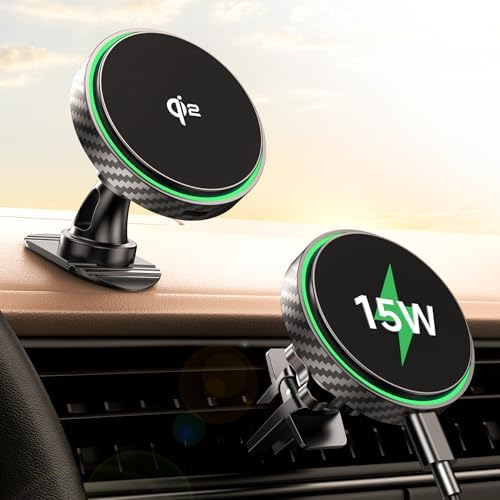 Revolutionary Qi2 Certified 15 W Mag Safe Wireless Car Mount Charger – 360° Rotatable Design for i Phone 12 to 16 Series, Perfect for Dash & Vent Installation – Ultimate Magnetic Charging Solution for Modern Drivers