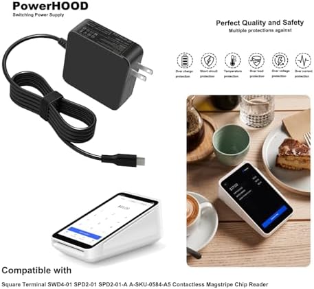 High-Performance 65 W USB-C Power Adapter for Square Terminal Devices | Fast-Charging AC Power Supply for SWD4-01 & SPD2-01 | Unmatched Efficiency and Safety for Continuous Operation