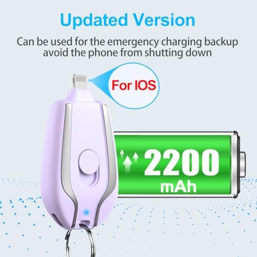 Compact Keychain Portable Charger – 2200 m Ah Emergency Power Bank for i Phone 14/13/12/11/XS/XR/8/7/6 Series – Ultra-Lightweight Fast Charging Battery Pack with Pass-Through Function and Multi-Protection Features – Ideal for On-the-Go Power Backup – White