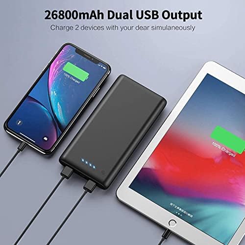 Maximize Your Power On-the-Go: 26800 m Ah Ultra-High Capacity Portable Charger with Dual USB Outputs for High-Speed Charging – Universal Compatibility with i Phone 16/15/14/13/12, Galaxy, Android & More – Lightweight & Safe External Battery Pack for Travel & Daily Use