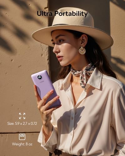 VEGER 10,000 m Ah AC Wall Plug Portable Charger – Ultra-Slim Power Bank with Built-In Cables, 15 W USB-C Fast Charging, Essential Travel Companion for i Phone, Android & More – Effortless Charging Anywhere