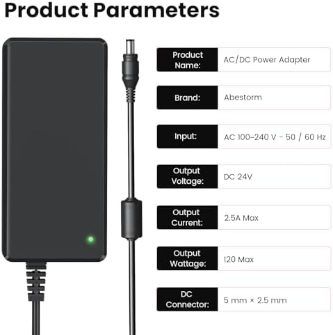 High-Performance 24 V AC Power Adapter – 2.5 A Output Universal Charger with Five 2.5 mm DC Jacks for Fast, Efficient Charging and Extensive Device Compatibility