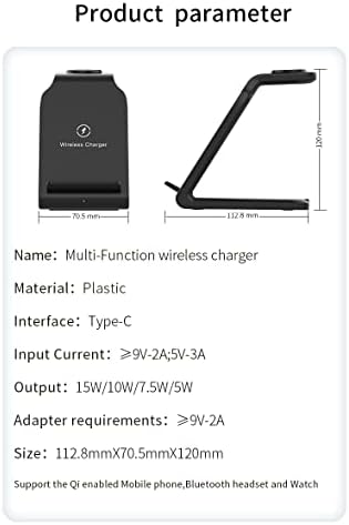 Effortless Power Management: 3-in-1 Qi-Certified Wireless Charging Dock for i Phone, Apple Watch, and Air Pods – High-Speed Multi-Device Charger with Wall Adapter for Seamless Compatibility and Sleek Design