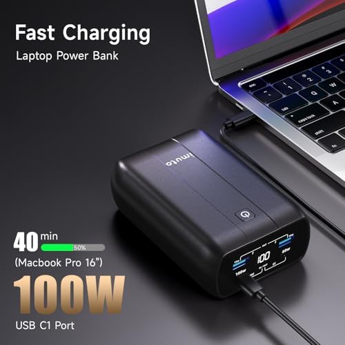 High-Power imuto 100 W Portable Charger – 26800 m Ah Multi-Device Fast Charging Power Bank with USB-C PD3.0 for Mac Book Pro, Dell XPS, i Pad Pro, and i Phone 15 – Ultimate Travel Companion for Gamers and Professionals