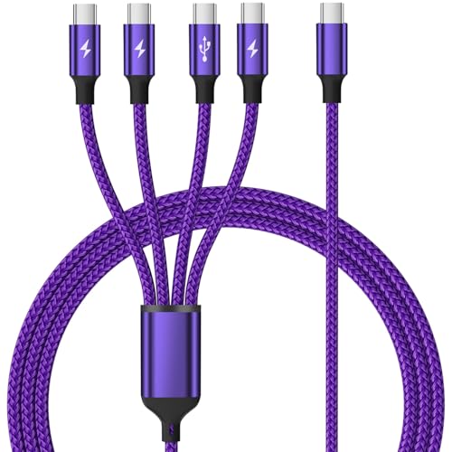 Versatile 4-in-1 Nylon Braided Charging Cable – 2 Pack, 5 FT Length, Fast Charging Universal USB Cable for Lightning, USB-C, and Micro USB Devices, Optimized for High-Speed Connectivity and Enhanced Durability, Ideal for Phones, Tablets, and More