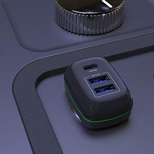 High-Speed USB-C Car Charger for Microsoft Surface Pro & Laptop – Dual Port Multi-Device Charging with 45 W Max Output, Compatible with Surface Book, i Pad, i Phone, Nintendo Switch – Safe and Efficient Power Solution for On-the-Go Users