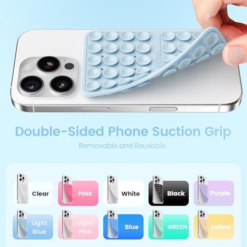 Klearlook 4-Pack Silicone Suction Cup Phone Mount – Creative Hands-Free Phone Grip for Stunning Selfies & Videos in Clear, Light Pink, Hot Pink, and Lavender – Innovative Double-Sided Suction Technology for Wide Compatibility – Premium Durable Design for Effortless Content Creation and Easy Maintenance