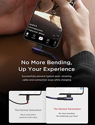 AINOPE 6.6 FT USB C Right Angle Charging Cable with USB to USB C Adapter – 60 W Fast Charging for i Phone 16, 15 Pro, i Pad & Samsung Devices – Enhanced Compatibility & Convenient Access for Gaming and Multitasking