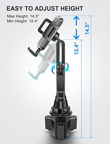 Elevate Your Driving Safety with the TOPGO Height-Adjustable Cup Phone Mount – Non-Shaking Smartphone Holder for i Phone 16 & All 4.0-7.0 Inch Devices in Sleek Black – Optimal Viewing, Easy Installation, Perfect for Any Vehicle