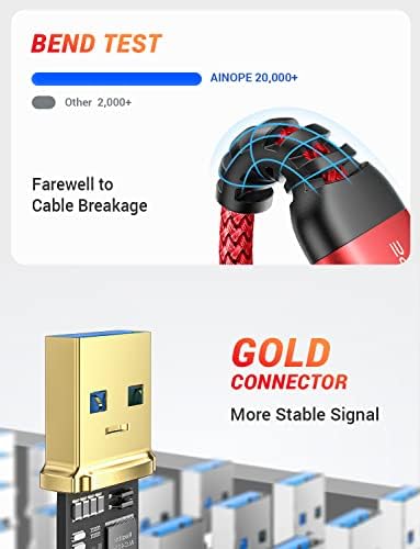 High-Speed AINOPE 2-Pack USB 3.0 A to A Male Cable – 6.6 FT Durable Male-to-Male Connection for KVM Switch, External Hard Drives, Laptops & TVs – Reliable Data Transfer Up to 5 Gbps for Enhanced Productivity and Versatile Use