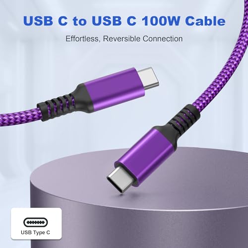 Basesailor 10 ft USB C to USB C Power Delivery Charging Cable – 100 W Fast Charger for i Phone 16/15 Pro Max, Mac Book, i Pad Air 4/5, Mini 6, and Samsung Galaxy S22/S23/S24/S25 – Durable 2 Pack for Enhanced Speed and Efficiency