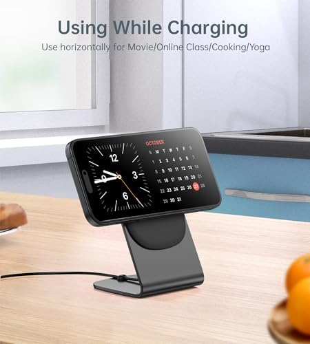Elevate Your Charging Experience: Premium Magnetic Wireless Charger for i Phone 16/15/14/13/12 with 20 W USB-C Adapter – Fast, Elegant, and Versatile Charging Stand/PAD in Luxurious Gold – Enhanced Compatibility for Pro Max, Plus, Mini Models with 5 ft Cable for Ultimate Flexibility