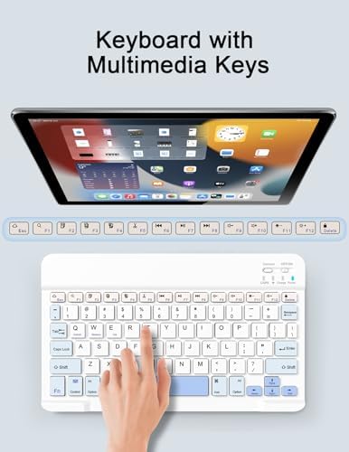 Sleek Wireless Keyboard and Mouse Combo – Rechargeable Bluetooth & 2.4 GHz USB for i Pad, Smartphone, PC & Laptop – Ergonomic Design for Ultimate Comfort in White – Elevate Your Workspace Efficiency!