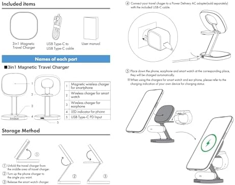 Ultimate 3-in-1 Wireless Travel Charger for Apple Devices – Fast, Safe, and Adjustable Power Hub for i Phone, Apple Watch & Air Pods – Compact, Durable Design Perfect for On-the-Go Charging