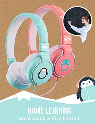 Planet Buddies Eco-Friendly Pink Owl Headphones for Kids – Safe Wired Earphones with 85 d B Volume Limiter, Compact Foldable Design for School & Travel, Hands-Free Microphone for Engaging Learning, Ultra-Lightweight Comfort for Young Ears