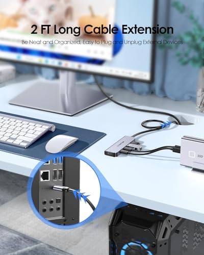 Unleash Seamless Connectivity with the LENTION USB C Hub – 4 K@60 Hz HDMI, Dual USB C & Super-Fast USB 3.2 Gen2 Ports for 10 Gbps Transfers, 100 W Power Delivery – Perfect for Mac Book Pro, Mac Book Air, i Phone 15 & Windows Laptops – Sleek Gray Design for Ultimate Versatility and Efficiency