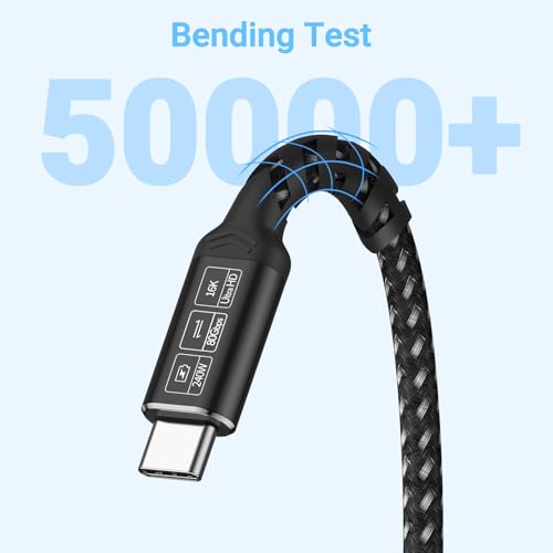 Ultra-Fast 80 Gbps USB-C Charging Cable – 1.5 FT Thunderbolt 5/4/3 Compatible – 240 W Power Delivery for i Phone 16/Pro/Plus/Pro Max & Samsung Galaxy – Dual 8 K/Single 16 K Video Output for Maximum Performance – Unmatched Speed & Durability for Tech Enthusiasts