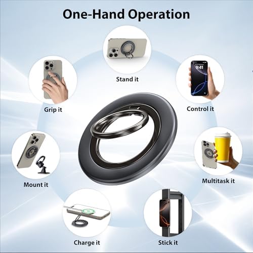 Crea Dream Magnetic Phone Ring Holder Set for Mag Safe – 360° Rotating Grip Stand with Dual-Sided Kickstand for i Phone 16, 15, 14, 13 Series – Enhanced Stability & Versatile Viewing Experience