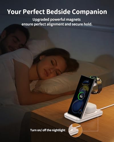 Revolutionize Your Charging Routine with the Joy Geek 3-in-1 Wireless Charger Station for Samsung Devices – Fast Charging Dock for Galaxy Watch7 Pro/4/3/Active2/1, S24/S23 Ultra/S22/S21/S20/Note 20, Z Fold & Flip, and Buds 3 Pro – Enhanced Compatibility, Sleek Design, and Built-in Safety Features for Efficient Power Management