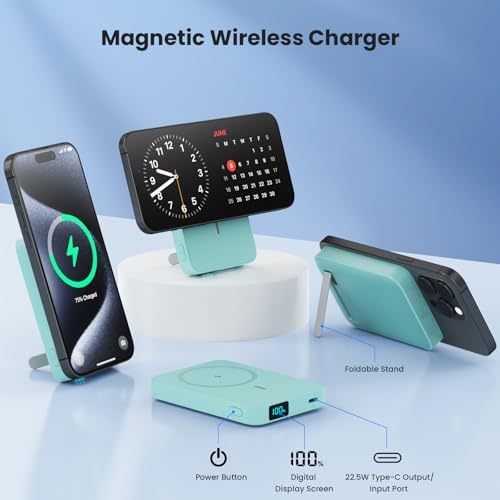 Advanced Magnetic Wireless Power Bank – 10800 m Ah Portable Charger with Foldable Stand, LED Battery Indicator, and 25 W Fast Charging for i Phone 16/15/14/13/12 Pro/Pro Max/Plus – Ultimate Compatibility and Convenience