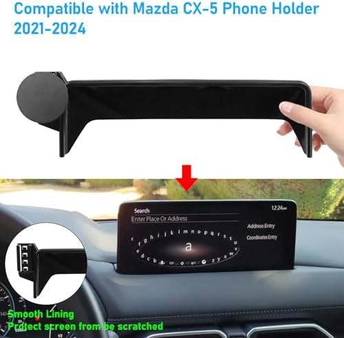 Magnetic Phone Holder Mount for Mazda CX5 (2021-2024) – 360° Rotating Anti-Shake Cradle with Built-in Organizer for 10.25″ Touchscreen – Sleek Black Design for Optimal Accessibility and Safety