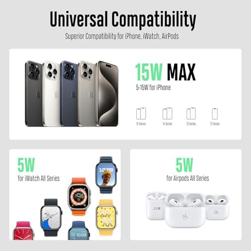 Revolutionary 3-in-1 Fast Wireless Charging Station – Magnetic & Foldable for Seamless Charging of i Phone 16/15/14/13/12/Pro/Max, Apple Watch 9/8/7/6/5/4/3/SE, and Air Pods 3/2/Pro – Compact, Portable, and Efficient 5 W Power Solution for the Modern User