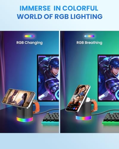 Travel-Ready Joy Geek 3-in-1 Wireless Charging Station – Fast Mag-Safe Charger for i Phone 16-12 Series, Apple Watch Series 10-2, and Air Pods Pro – Ultimate Compatibility and Speed for On-the-Go Lifestyle