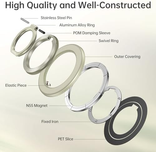 Syncwire Magnetic Phone Ring Holder – Titanium Alloy Kickstand for i Phone 12-16 Pro Max & Compatible Android Devices – Ergonomic Design, Enhanced Mag Safe Stability, Lightweight Grip for Ultimate Hands-Free Convenience