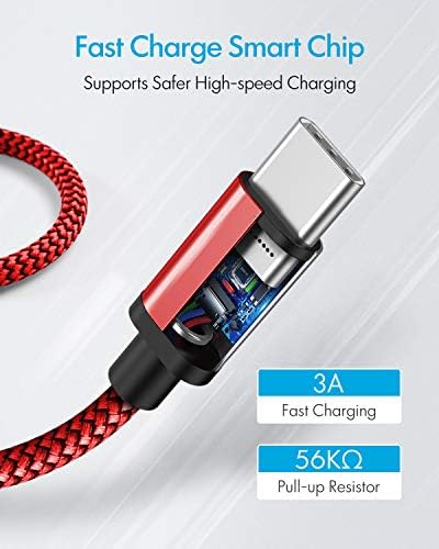 USB Type C Cable 5Pack (3/3/6/6/10FT), Nylon Braided USB C Cable Fast Charger Cord for iPhone 16/15, Samsung Galaxy S24 S23, LG V30 V20 G5 G6, PS5, Google Pixel, Redmi, HTC – Enhanced Compatibility and Speed