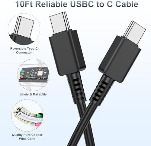 Super Fast 45 W USB-C Charger Cable Set – 2 Pack (6 ft & 10 ft) for Samsung Galaxy S25 Ultra, S24, S23, S22, Note 20 & More – Premium Durability, Versatile Lengths for Rapid Charging at Home or On-the-Go – Elevate Your Power Delivery Experience with Enhanced Compatibility and Long-Lasting Quality