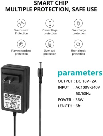 Universal 18 V DC Adapter Charger for Altec Lansing Mix 2.0, Rockbox XL IMW999 & Brookstone Big Blue Studio Speaker – 2 A AC Power Supply for Reliable Performance and Seamless Compatibility – Elevate Your Audio Experience with Fast Charging Solutions