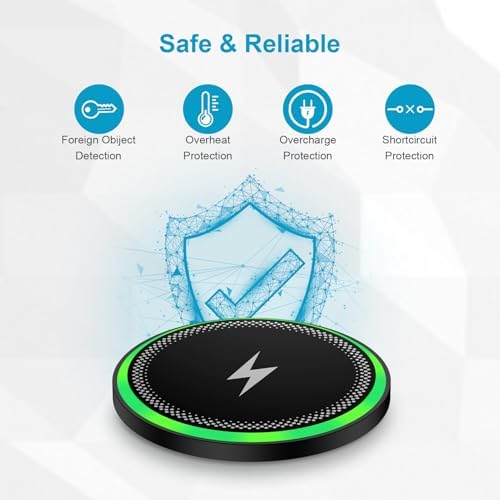 Fast Charging Wireless Charger Pad for Samsung Galaxy S25 Ultra, S24, Plus, Z Fold7, Flip 7 & i Phone 16 Series – 15 W Android & i Phone Charging Station with Enhanced Compatibility, Non-Slip Design & Safety Features
