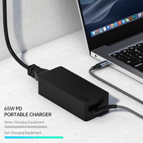 Efficient 65 W USB-C Laptop Charger for Lenovo Think Pad T14, T14 s, T15, Yoga, Think Book & Chromebook | Ultimate Fast Charging Solution with Lightweight Design for Home & Office | Advanced Safety Features for Enhanced Device Protection and Performance