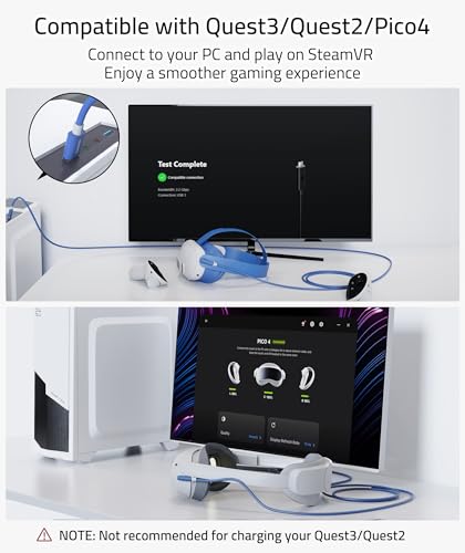 Syntech 16 FT Link Cable for Oculus Quest 3 & PCVR – High-Speed USB 3.0 to USB C Cable for Enhanced Gaming Experience – Compatible with Meta Quest 2, Pro, Pico 4 & More – Durable, Flexible Design for Seamless VR Connectivity